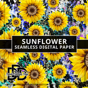 Sunflower Glitter Cow Print & Leopard Pattern Digital Paper