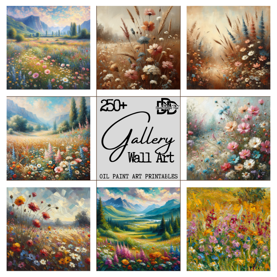 Wildflower Field Oil Painting Wall Art Bundle 250+ Images