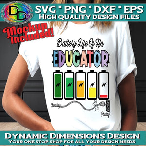 Battery Life of an Educator svg, png, instant download, dxf, eps, pdf, jpg, cricut, silhouette, sublimtion, printable