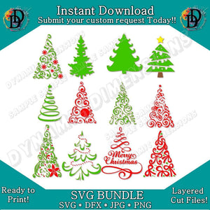 Christmas Tree bundle svg, png, instant download, dxf, eps, pdf, jpg, cricut, silhouette, sublimtion, printable
