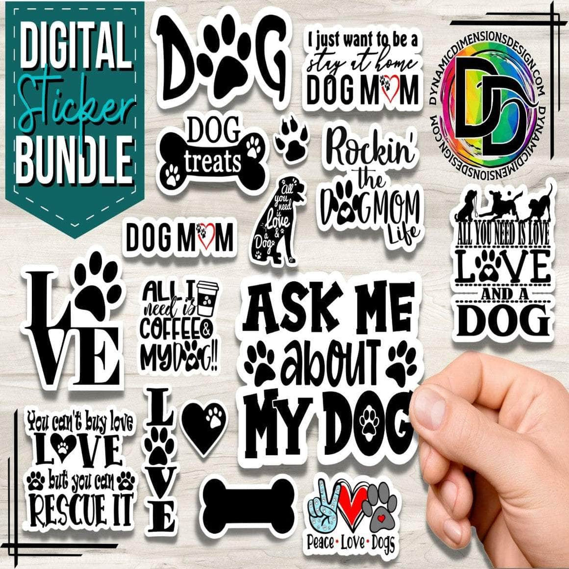 Dog Sticker Bundle svg, png, instant download, dxf, eps, pdf, jpg, cricut, silhouette, sublimtion, printable