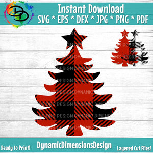 Layered Buffalo Plaid Tree svg, png, instant download, dxf, eps, pdf, jpg, cricut, silhouette, sublimtion, printable