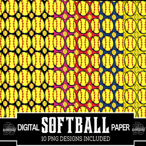 Softball Digital Paper Pattern Bundle