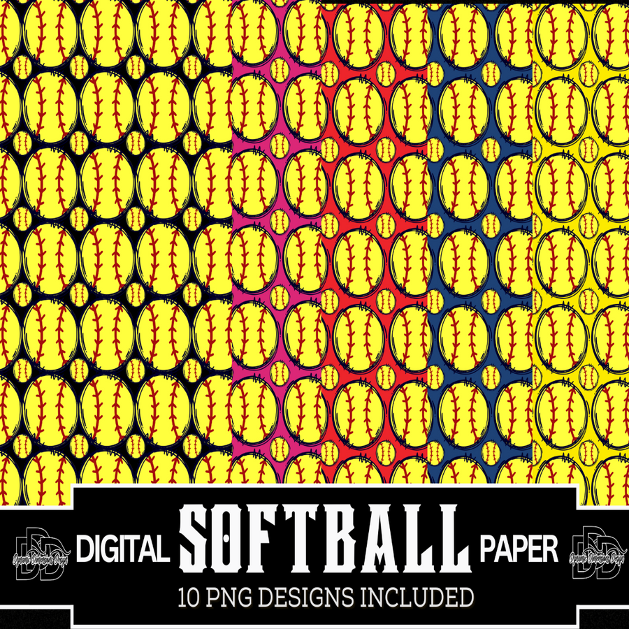 Softball Digital Paper Pattern Bundle