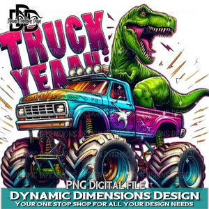 Truck Yeah T-Rex riding a Monster Truck PNG