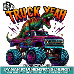 T-Rex riding a Monster Truck PNG