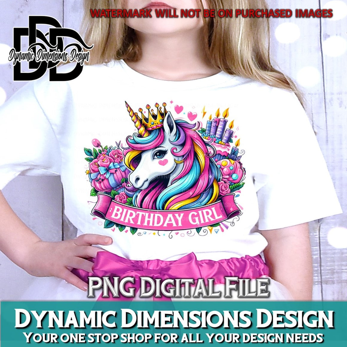 Unicorn Birthday Girl PNG