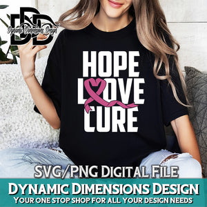 Hope Love Cure, Breast Cancer, Cancer Bundle svg, png, instant download, dxf, eps, pdf, jpg, cricut, silhouette, sublimtion, printable
