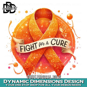 Fight for a Cure Awareness Ribbon, Orange PNG