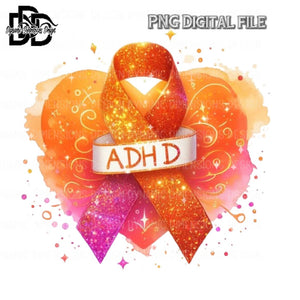 ADHD Awareness Ribbon, Orange PNG