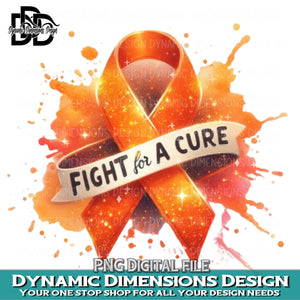 Fight for a Cure Awareness Ribbon, Orange PNG