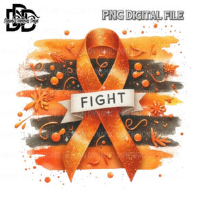 FIGHT Awareness Ribbon, Orange PNG