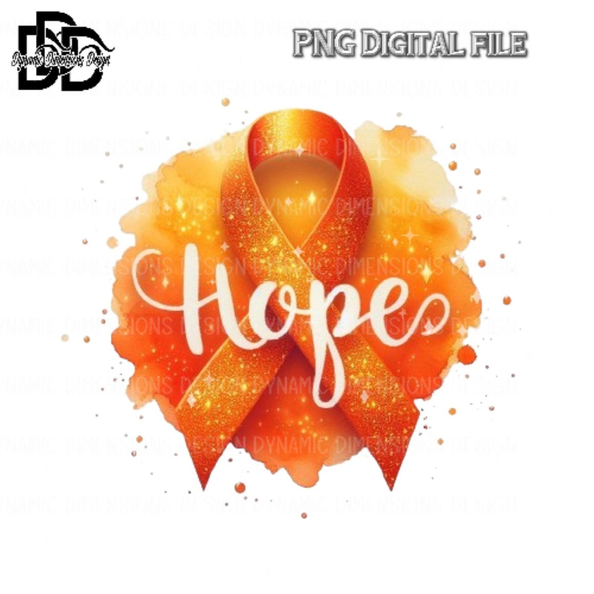 HOPE Awareness Ribbon, Orange PNG