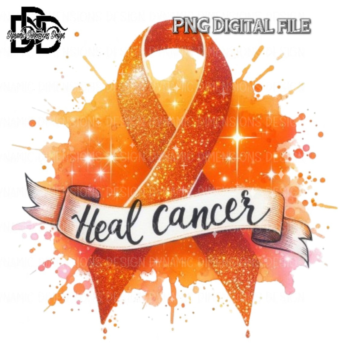 HEAL CANCER Awareness Ribbon, Orange PNG