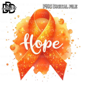 HOPE Awareness Ribbon, Orange PNG