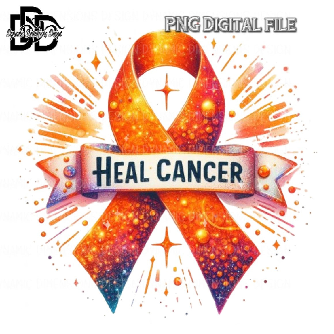 HEAL CANCER Awareness Ribbon, Orange PNG