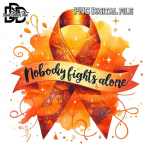 Nobody Fights Alone Awareness Ribbon, Orange PNG