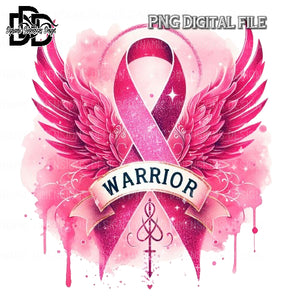 Warrior Pink Breast Cancer Ribbon