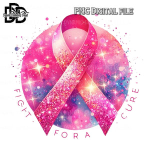 Fight for A Cure Pink Breast Cancer Ribbon