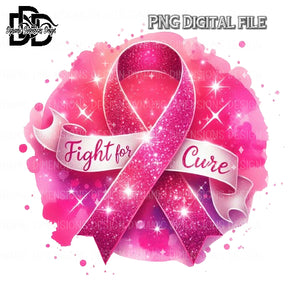 Fight for A Cure Pink Breast Cancer Ribbon