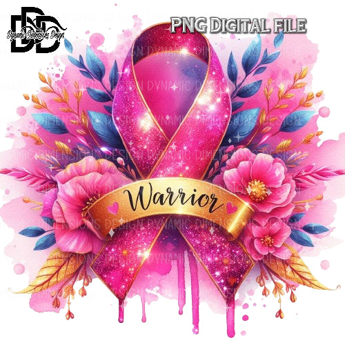 Warrior Pink Breast Cancer Ribbon