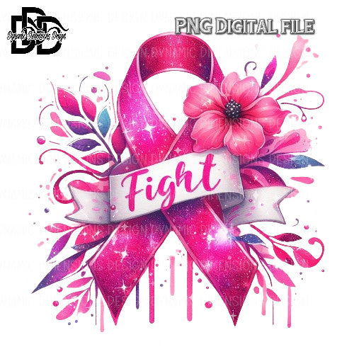 Fight Cancer Pink Breast Cancer Ribbon