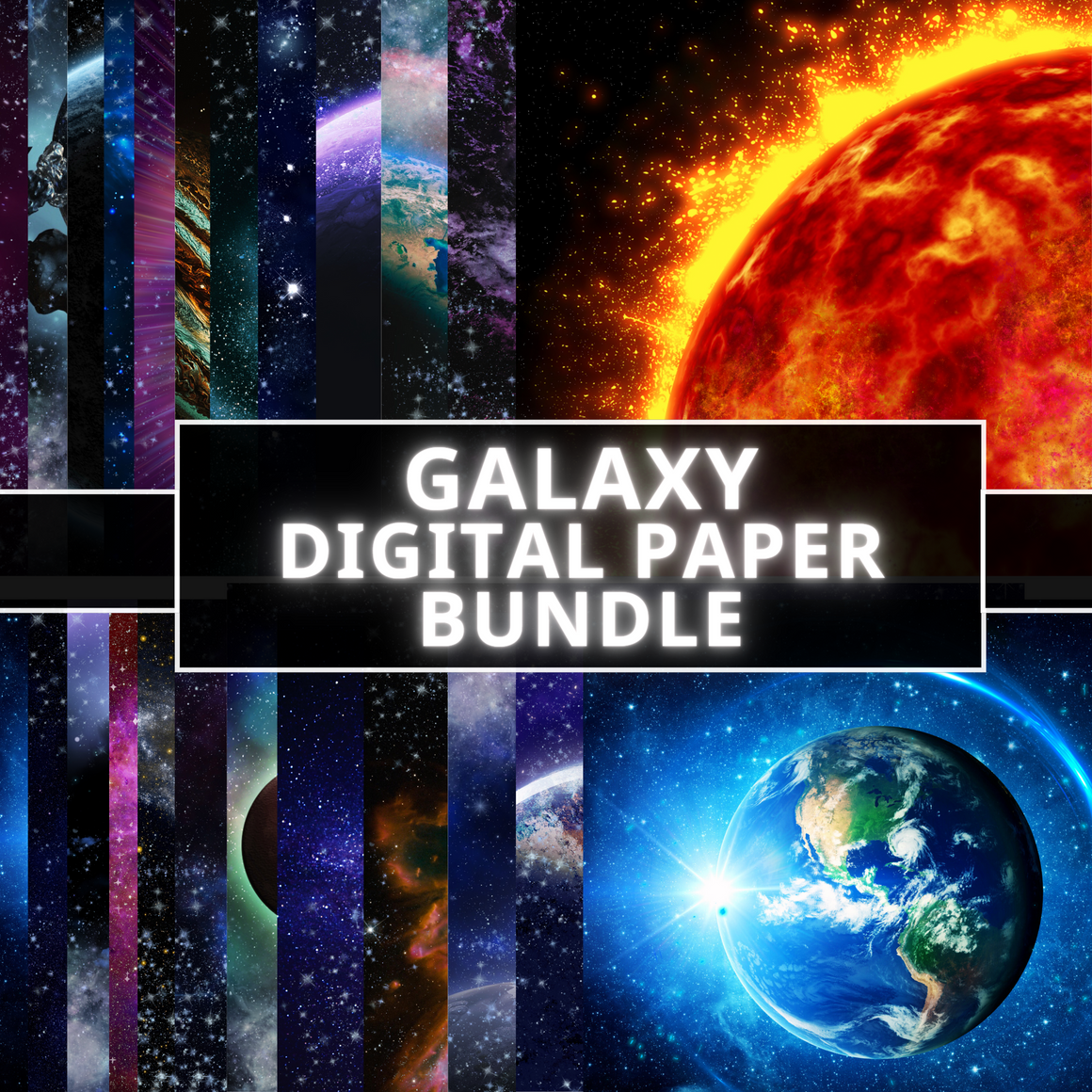 Galaxy Digital Paper Bundle svg, png, instant download, dxf, eps, pdf, jpg, cricut, silhouette, sublimtion, printable