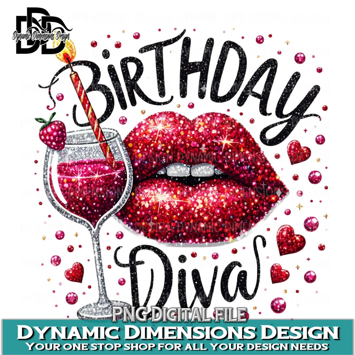 Birthday Diva Lips PNG