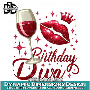 Birthday Diva Lips PNG