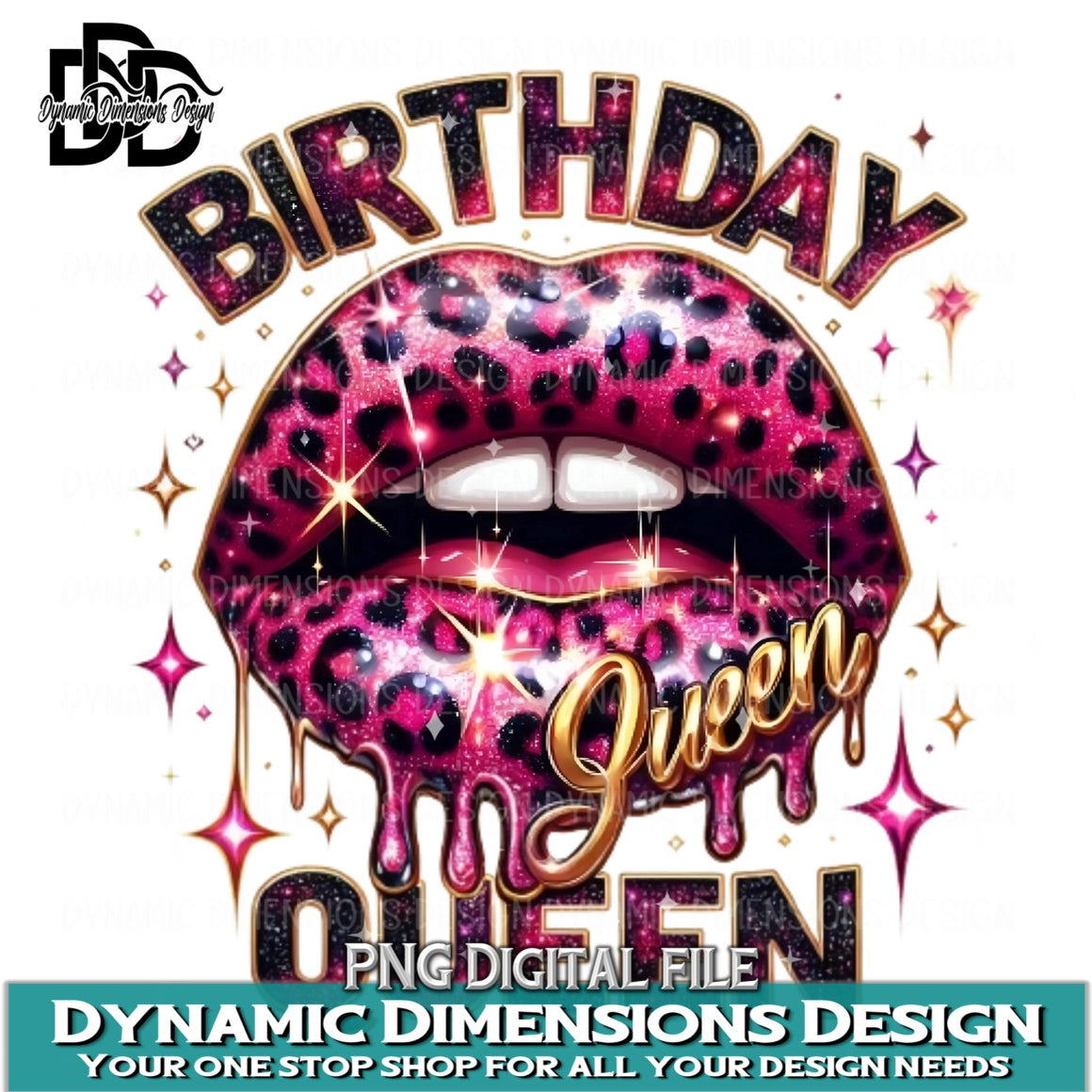 Birthday Queen Drip Lips PNG