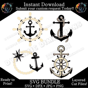 Anchor Clipart Bundle svg, png, instant download, dxf, eps, pdf, jpg, cricut, silhouette, sublimtion, printable