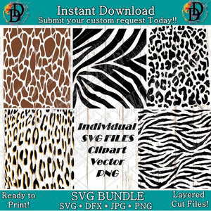Animal Print Bundle svg, png, instant download, dxf, eps, pdf, jpg, cricut, silhouette, sublimtion, printable