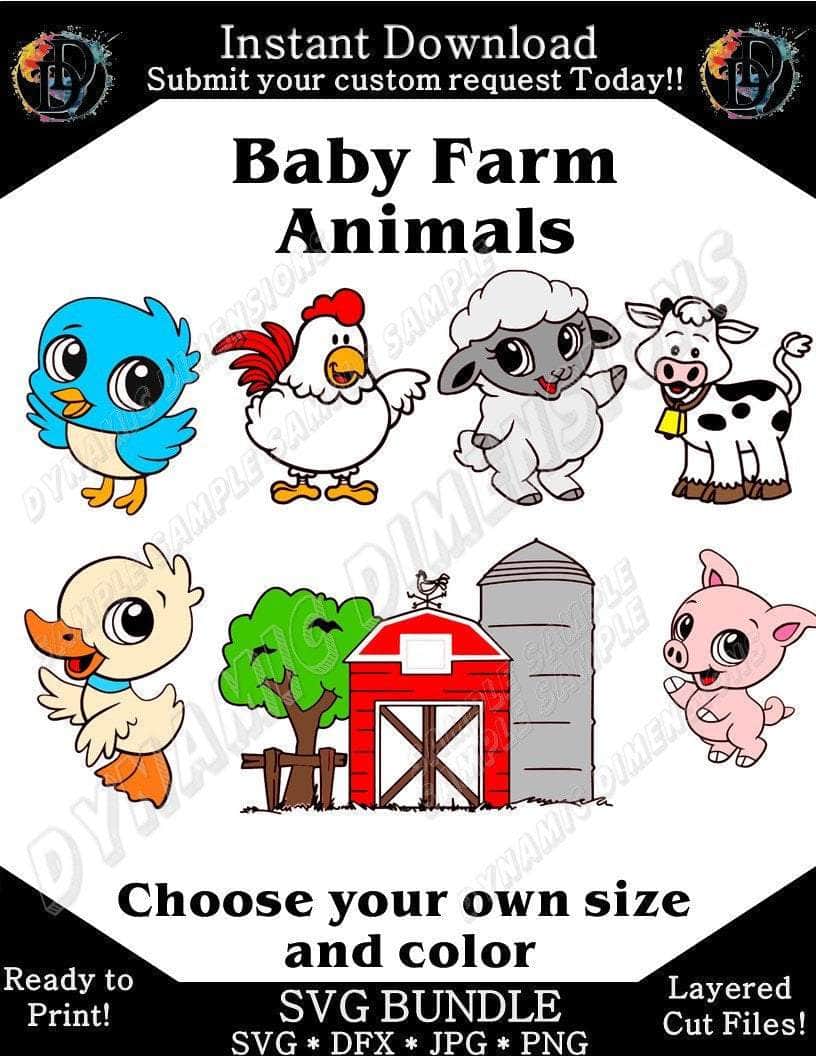 cartoon baby farm animals