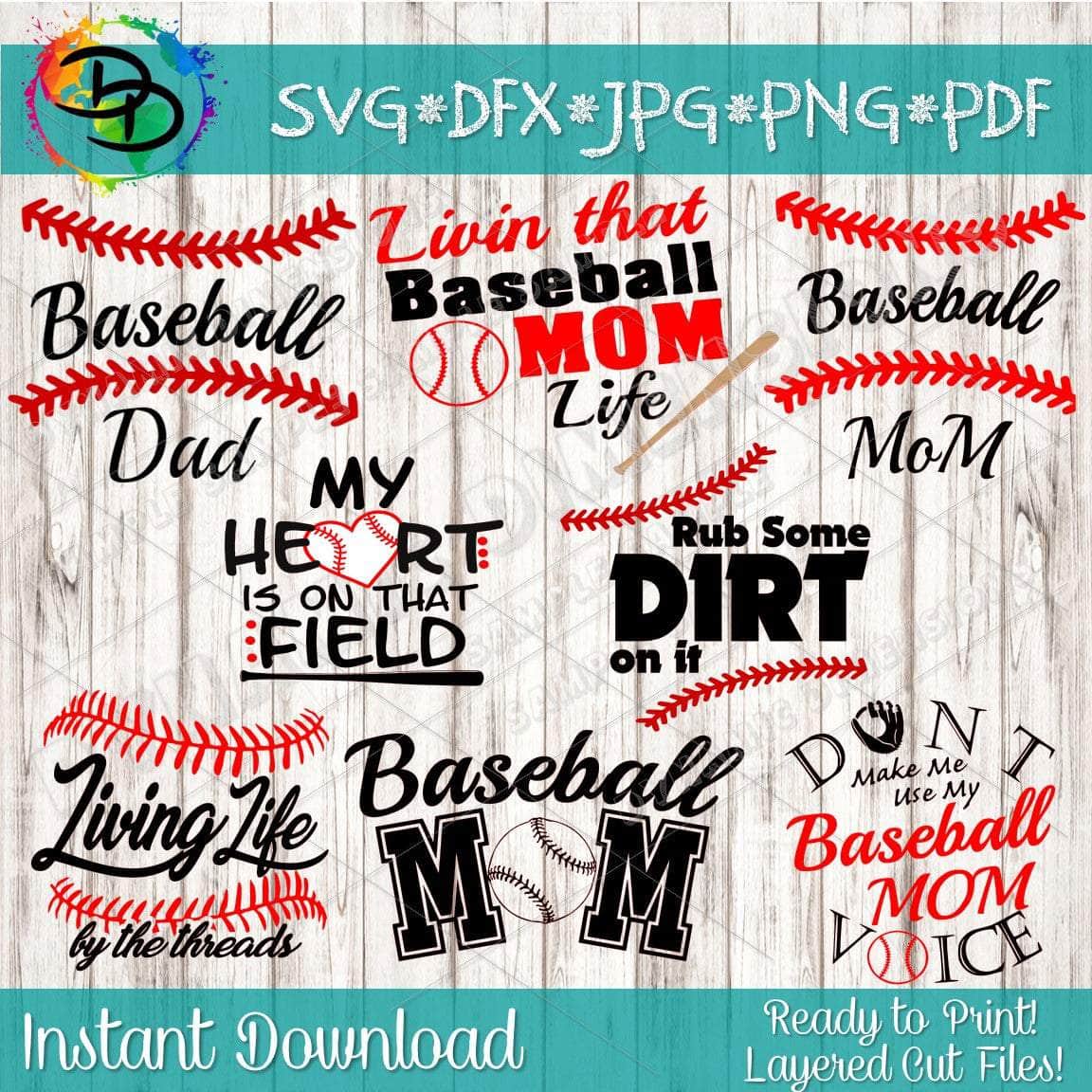 Baseball Bundle svg, png, instant download, dxf, eps, pdf, jpg, cricut, silhouette, sublimtion, printable