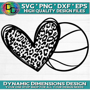 Basketball Heart Leopard svg, png, instant download, dxf, eps, pdf, jpg, cricut, silhouette, sublimtion, printable