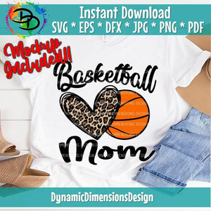 Basketball Mom Leopard Heart