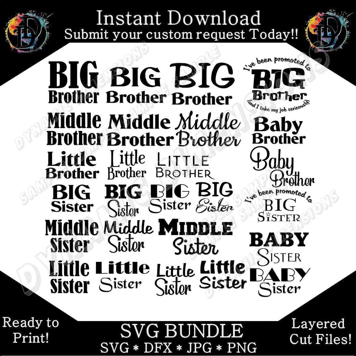 Brother Bundle svg, png, instant download, dxf, eps, pdf, jpg, cricut, silhouette, sublimtion, printable