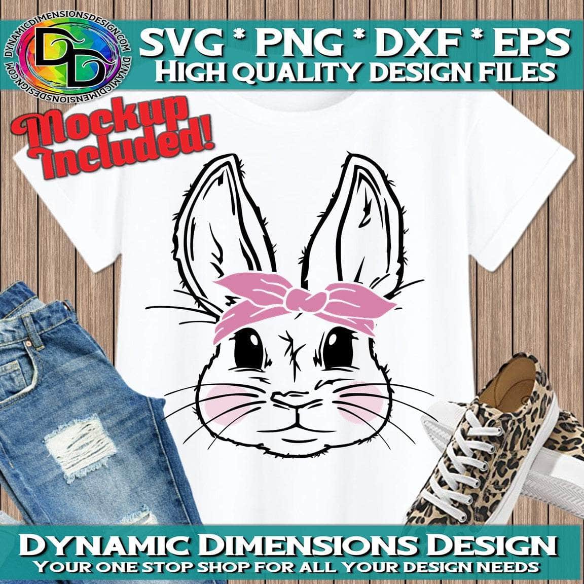 Bunny with Bandana svg, png, instant download, dxf, eps, pdf, jpg, cricut, silhouette, sublimtion, printable