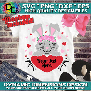 Bunny with Hearts svg, png, instant download, dxf, eps, pdf, jpg, cricut, silhouette, sublimtion, printable