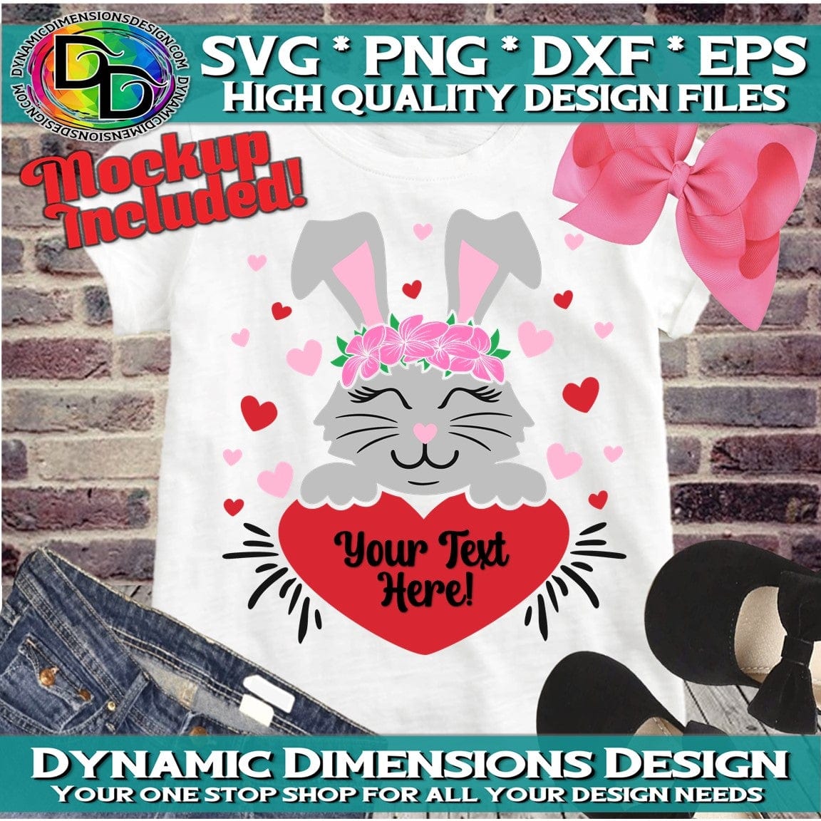 Bunny with Hearts svg, png, instant download, dxf, eps, pdf, jpg, cricut, silhouette, sublimtion, printable