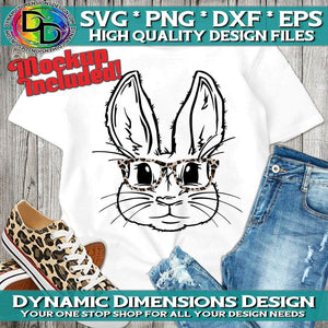 Bunny with Leopard Glasses svg, png, instant download, dxf, eps, pdf, jpg, cricut, silhouette, sublimtion, printable