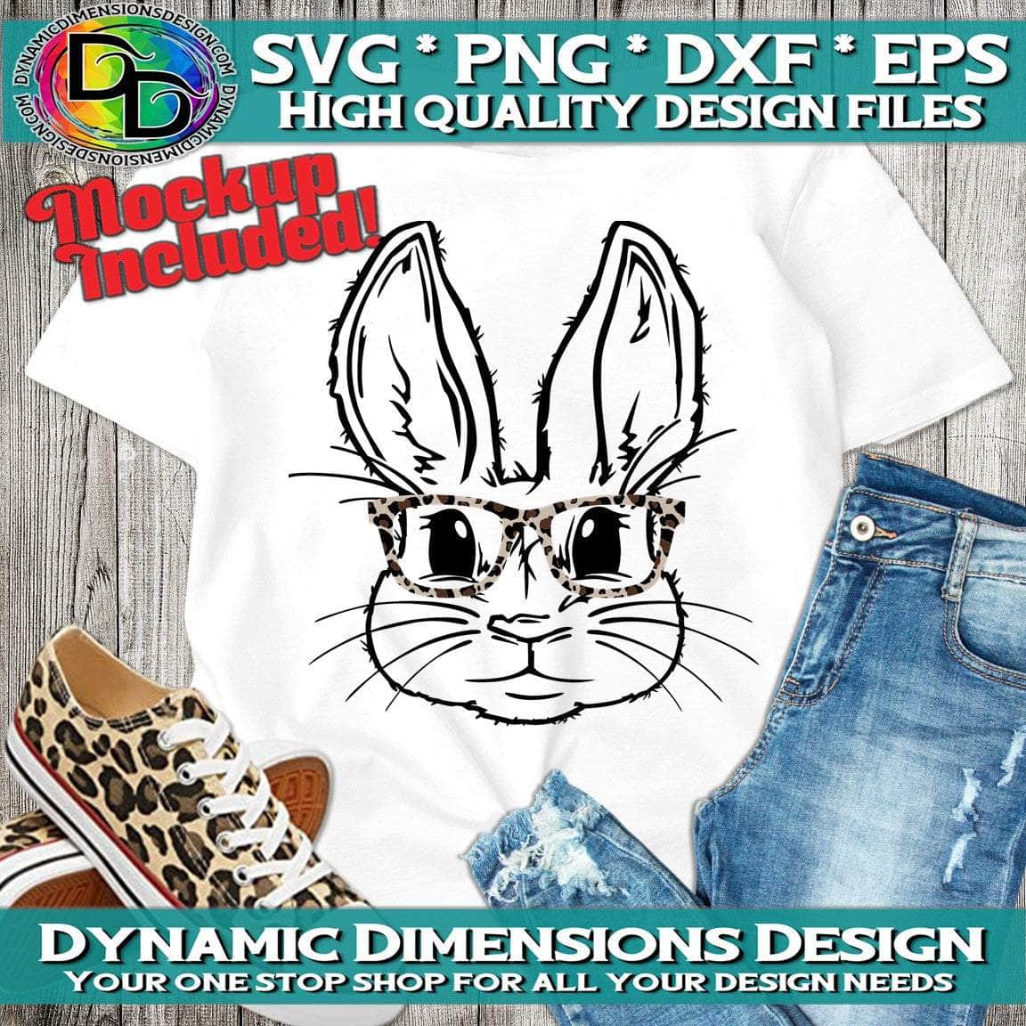 Bunny with Leopard Glasses svg, png, instant download, dxf, eps, pdf, jpg, cricut, silhouette, sublimtion, printable