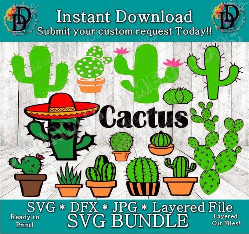 Cactus Bundle svg, png, instant download, dxf, eps, pdf, jpg, cricut, silhouette, sublimtion, printable