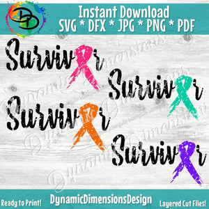 Cancer Survivor Ribbon Distressed