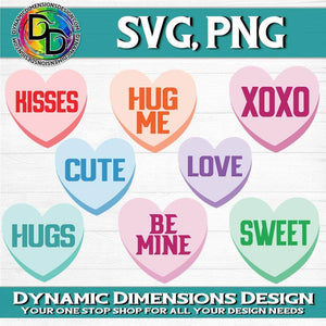 Candy Hearts Bundle svg, png, instant download, dxf, eps, pdf, jpg, cricut, silhouette, sublimtion, printable