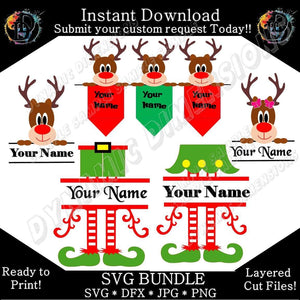 Christmas Svg Personalized Name Bundle svg, png, instant download, dxf, eps, pdf, jpg, cricut, silhouette, sublimtion, printable