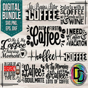 Coffee Bundle svg, png, instant download, dxf, eps, pdf, jpg, cricut, silhouette, sublimtion, printable