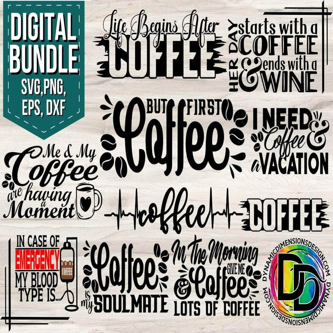 Coffee Bundle svg, png, instant download, dxf, eps, pdf, jpg, cricut, silhouette, sublimtion, printable