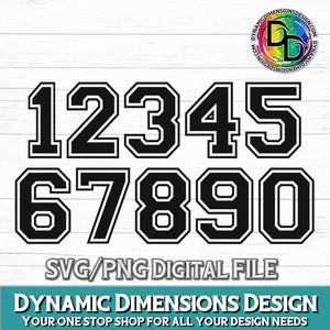Collegiate Varsity Numbers svg, png, instant download, dxf, eps, pdf, jpg, cricut, silhouette, sublimtion, printable
