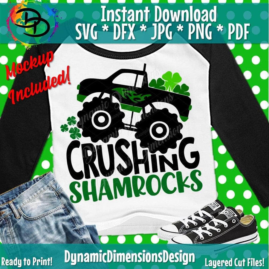 Crushing Shamrocks, Monster truck svg, png, instant download, dxf, eps, pdf, jpg, cricut, silhouette, sublimtion, printable